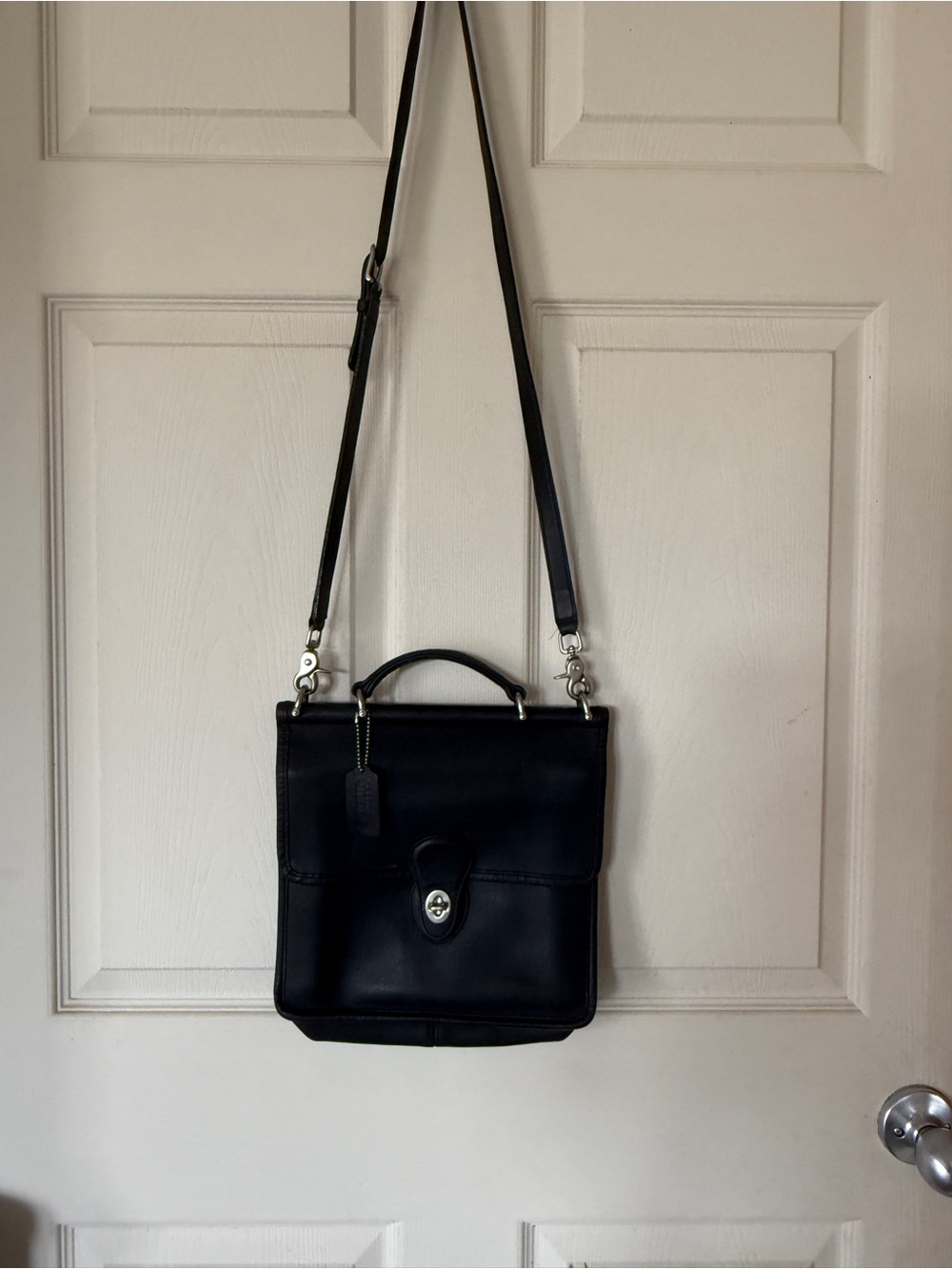 Vintage Coach Willis Bag 9927 Black Leather Made in USA Crossbody Satchel